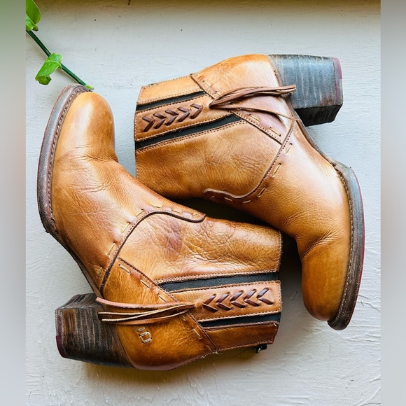 BED|STU Celestine Pecan Rustic Leather Booties Size 9 - Picture 2 of 15